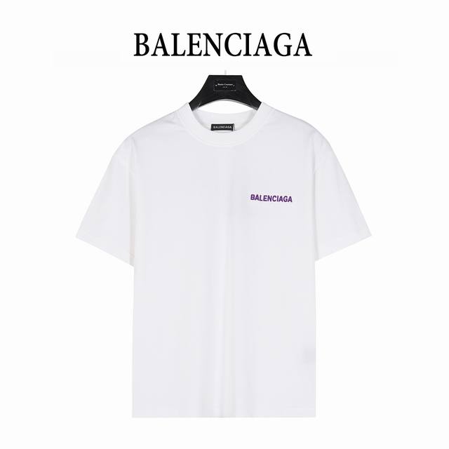 Balenciaga 25Ss front and back three-dimensional embroidered logo short-sleeved
