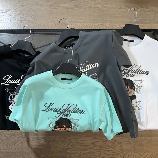 Lv Louis Vuitton 2025 new Labu co-branded towel patch printed short-sleeved T-sh