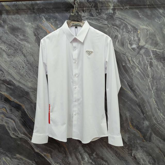 Prada 2025Ss new long-sleeved shirt, high-end version! Custom-made fabrics are