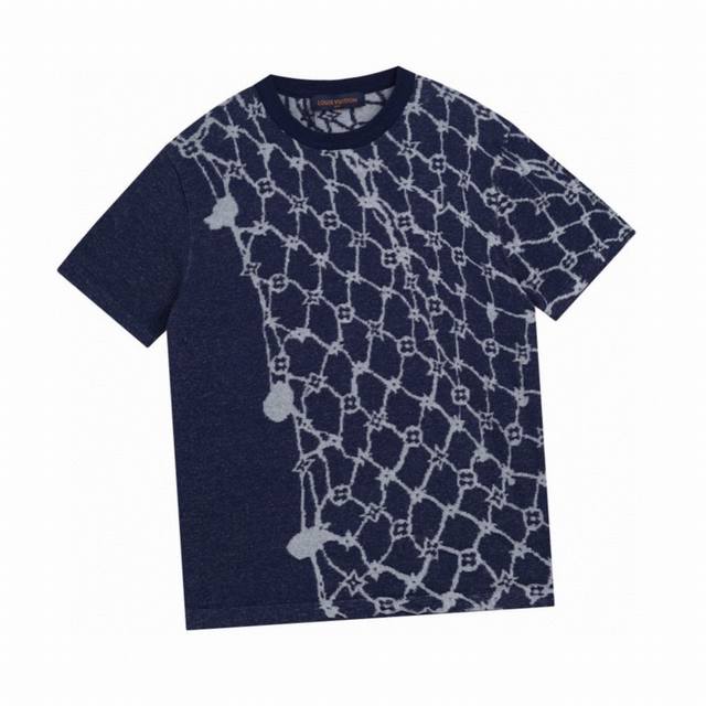 Louis Vuitton Summer new sailing fishnet jacquard knitted round neck short sleev