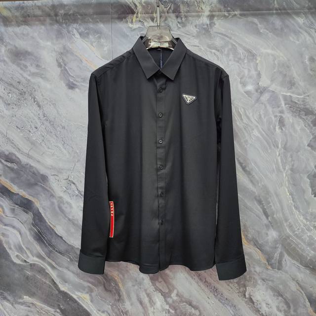 Prada 2025Ss new long-sleeved shirt, high-end version! Custom-made fabrics are