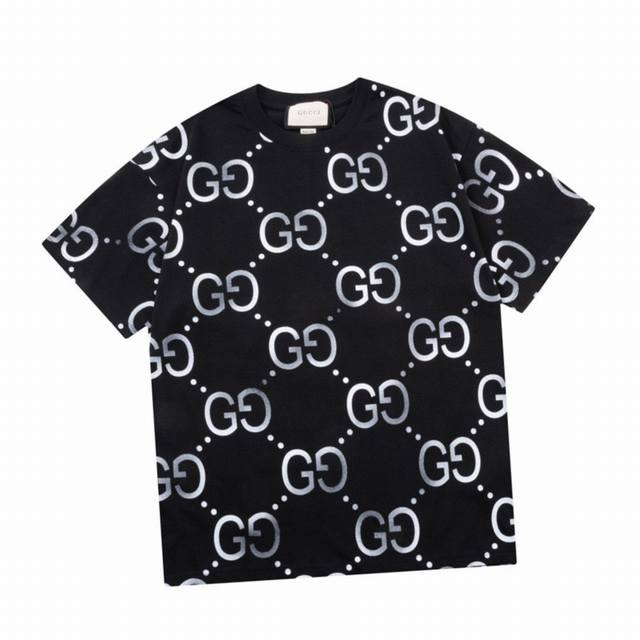 Gucci Summer new style, double G full-print round neck short-sleeved T-shirt, cu