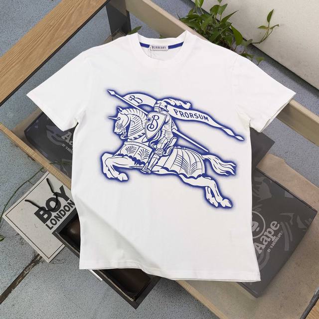 high version 2025 new Burberry war horse riding pattern Logo print casual coupl