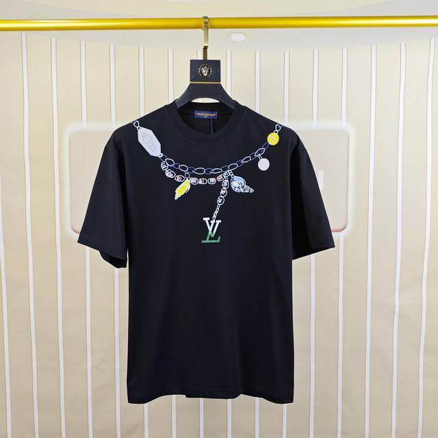 Lv Louis Vuitton 2025 spring and summer new original men's round neck short-slee