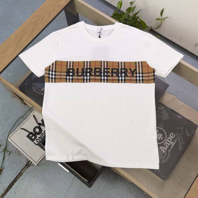 high version 2025 new Burberry classic plaid stitching letter logo pattern prin