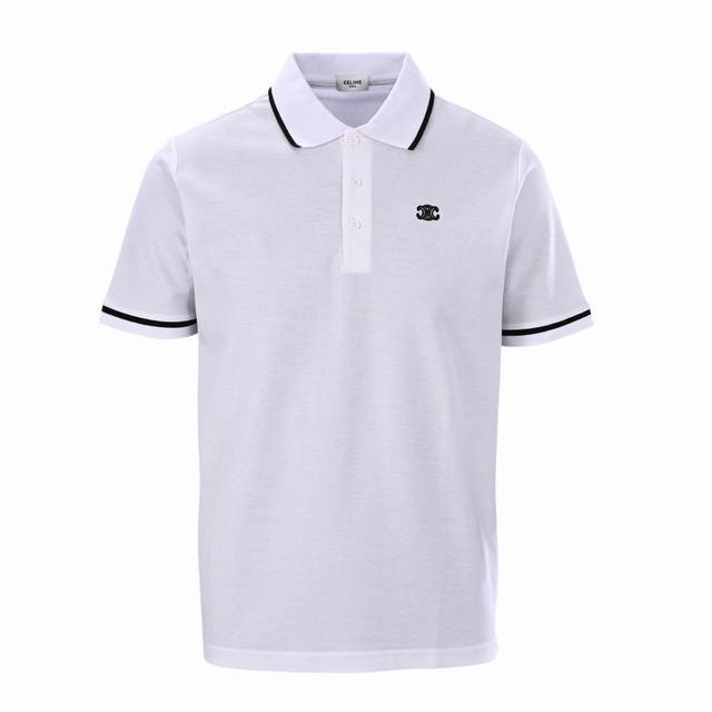 Celine Ce Classic Arc de Triomphe embroidered short-sleeved Polo shirt Double-si