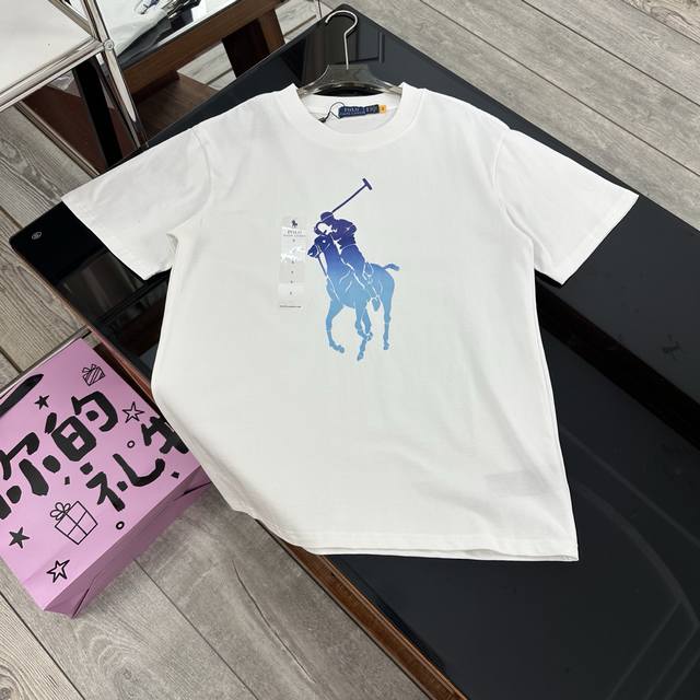 Ralph Lauren classic color gradient print round neck basic short sleeves