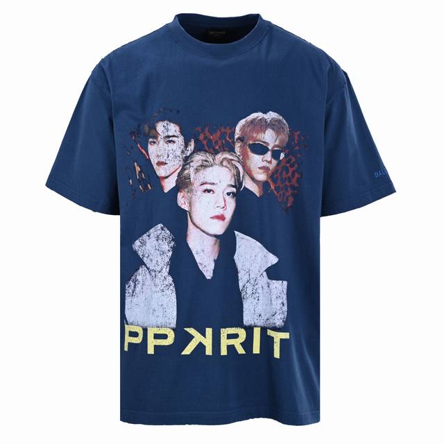 BalenciagaBlcg co-branded Ppkritt celebrity portrait short-sleeved T-shirt Custo