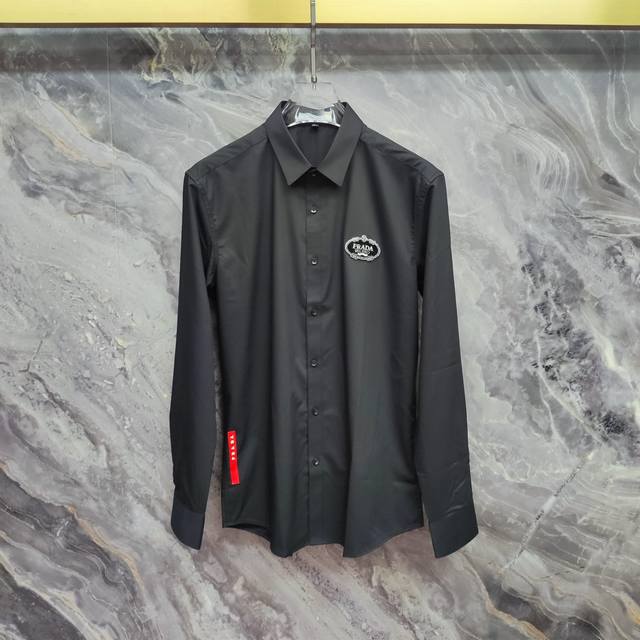 Prada 2025Ss new long-sleeved shirt, high-end version! Custom-made fabrics are