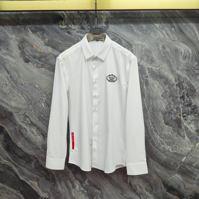 Prada 2025Ss new long-sleeved shirt, high-end version! Custom-made fabrics are