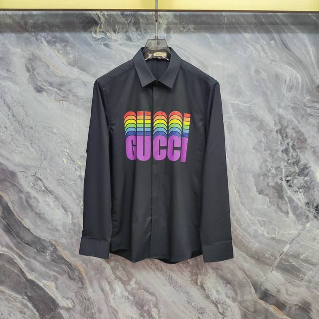 Gucci 2025Ss new long-sleeved shirt, high-end version! Custom-made fabrics are b