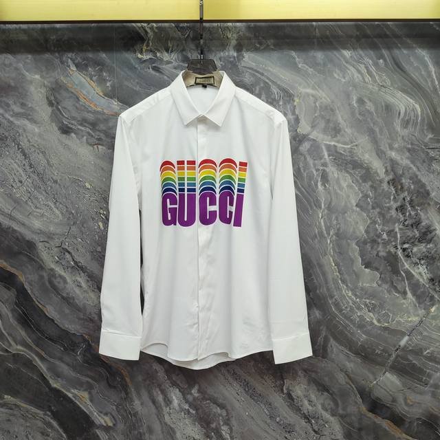 Gucci 2025Ss new long-sleeved shirt, high-end version! Custom-made fabrics are b