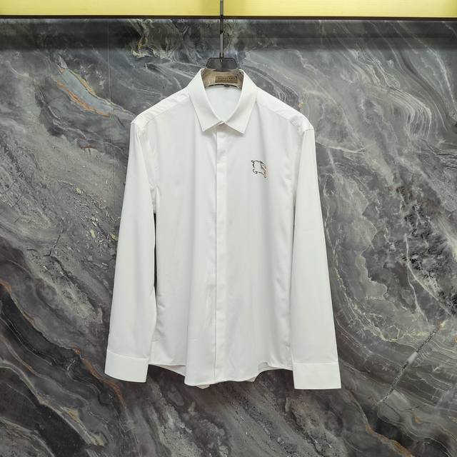 BURBERRY 2025Ss new long-sleeved shirt, high-end version! Custom-made fabrics ar