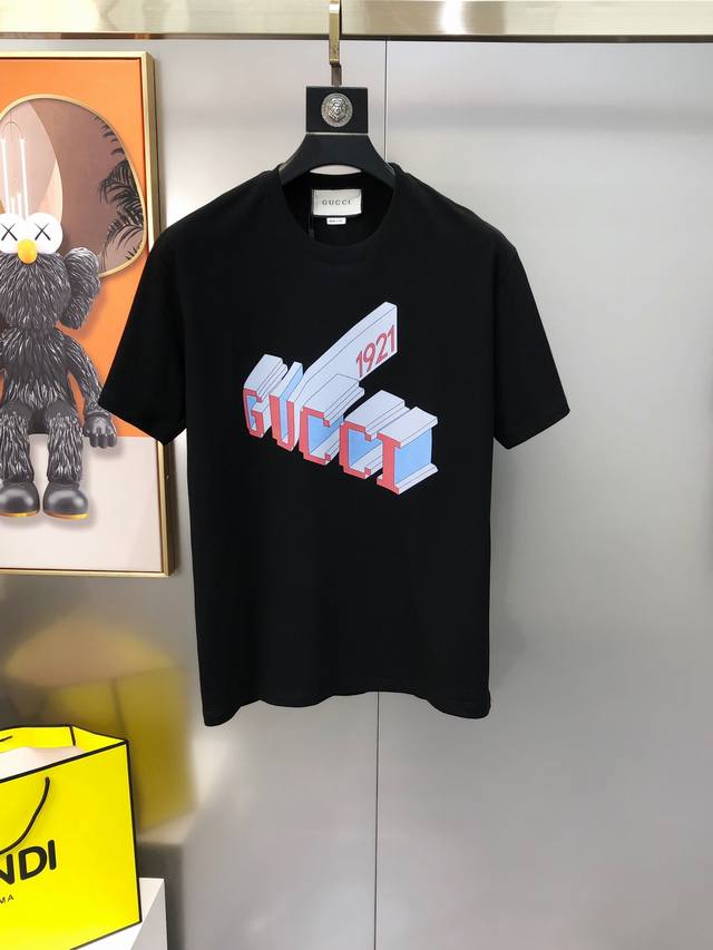 G*Cci Gucci 2025 spring and summer new original men's round neck short-sleeved T