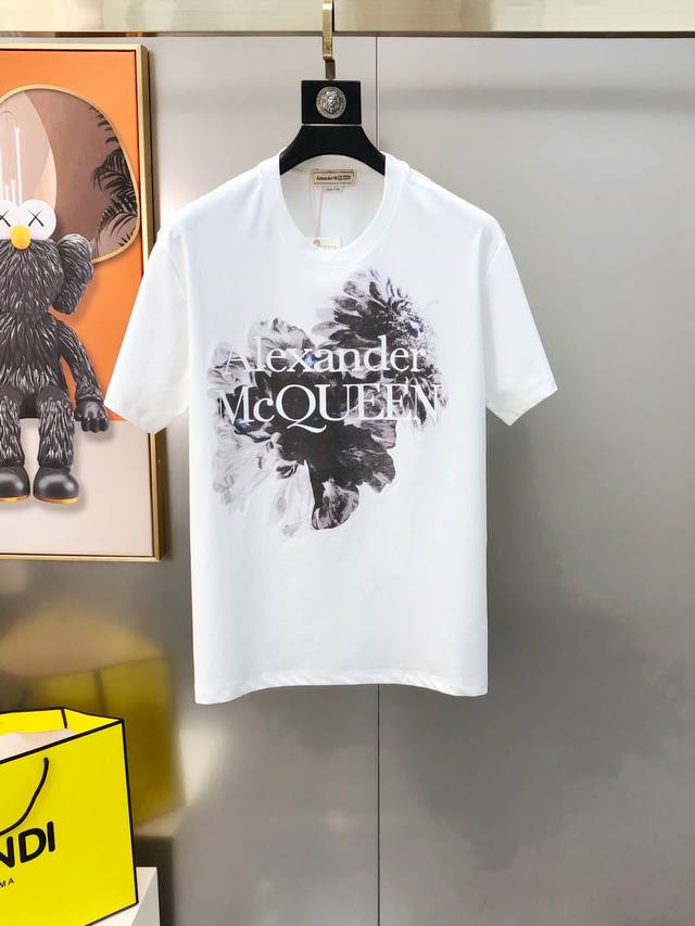 Mcq*Een McQueen 2025 new original men's round neck short-sleeved T-shirt counter