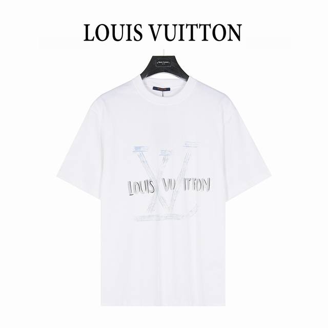 Louis Vuitton 25Ss Letter Logo Graffiti Hand-painted Short Sleeve T-shirt High q
