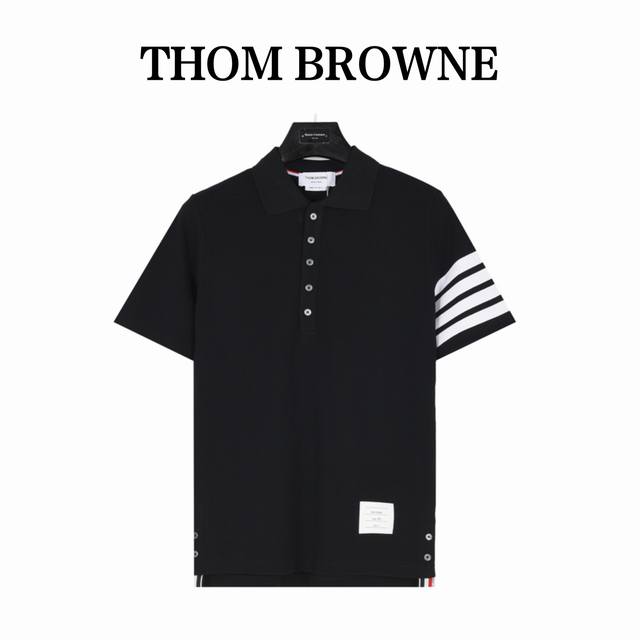 Thombrowne Basic short-sleeved polo shirt with ribbon. Double-sided pique fabric