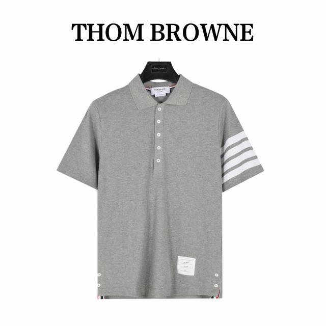 Thombrowne Basic short-sleeved polo shirt with ribbon. Double-sided pique fabric
