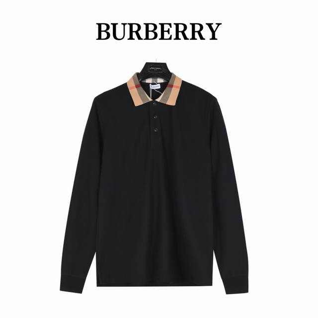 Burberry Burberry plaid lapel long-sleeved Polo shirt is made of customized fabr