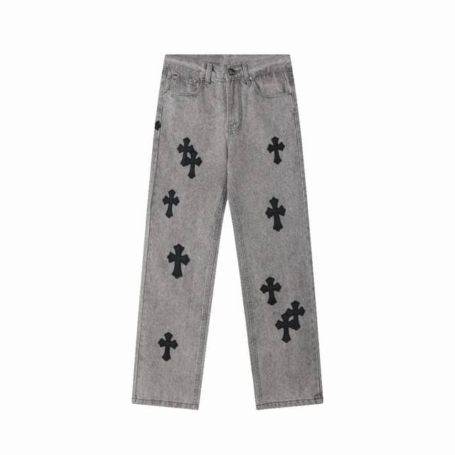 High version Chrome Hearts Chrome Hearts leather label cross washed distressed