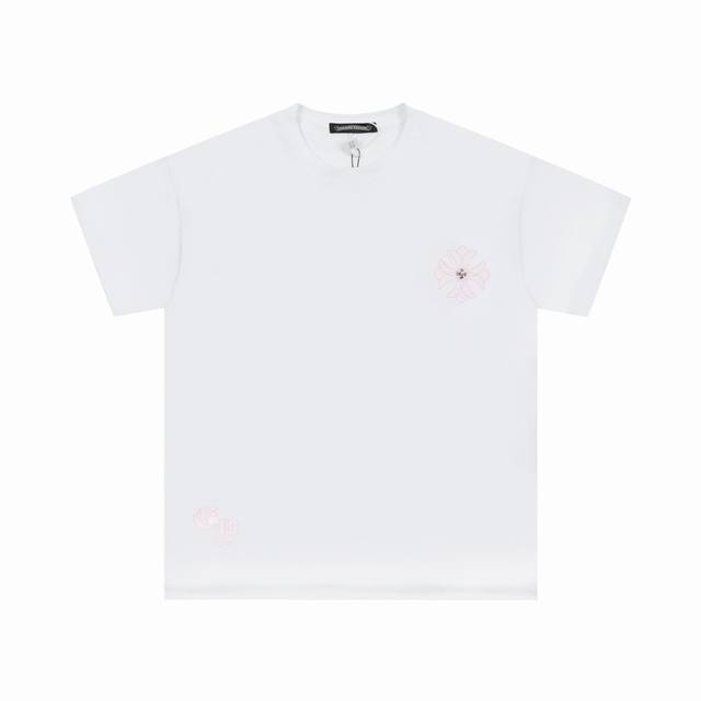 High version Chrome Hearts Chrome Hearts grid embroidery short sleeves! Both th