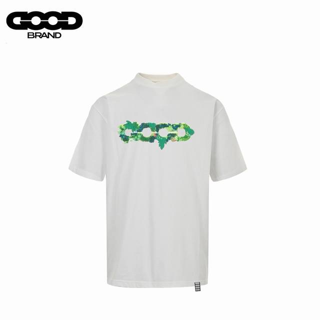 Goodbrand Ss25 Loose short-sleeved T-shirt with embroidered map logo on three-di