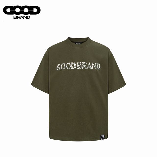 Goodbrand 25Ss sequined slogan short-sleeved T-shirt is made of 32-count double