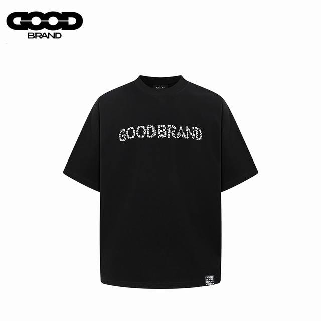 Goodbrand 25Ss sequined slogan short-sleeved T-shirt is made of 32-count double