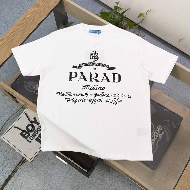 2025 New Prada urban street letter pattern logo print casual couple short-sleeve