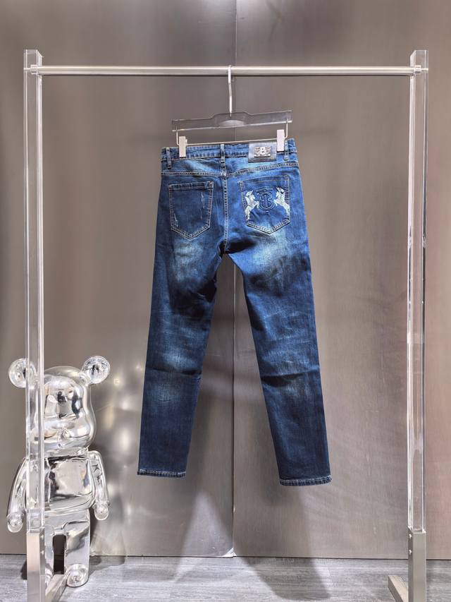 New high-end Burberry 2025 high-end warhorse original men's washed casual jeans