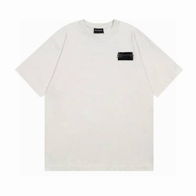 Balenciaga Paris family 2025 Ss Coke embroidery black tape short-sleeved T-shirt