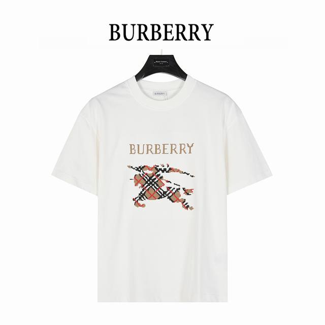 Burberry Burberry 25Ss Plaid Warhorse Cross Stitch Embroidered Short Sleeve T-sh