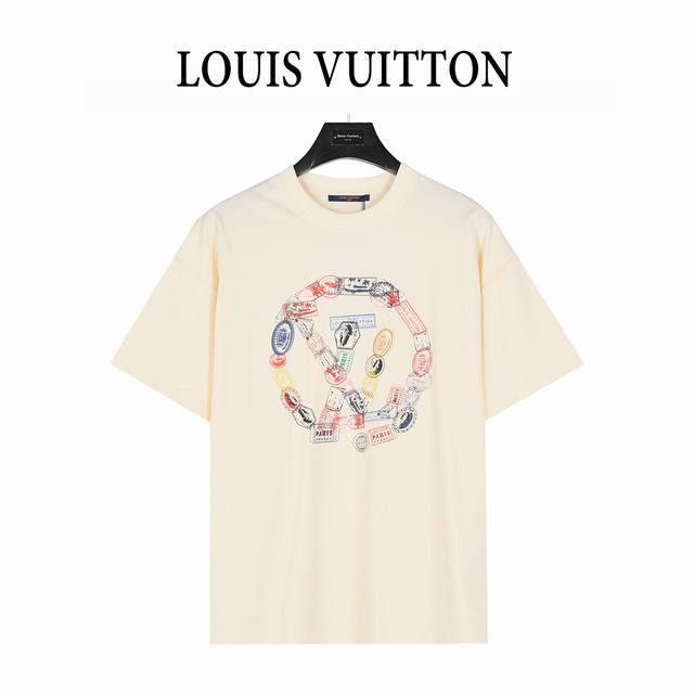 Louis Vuitton 25Ss chain letter logo printed short-sleeved T-shirt The fabric is