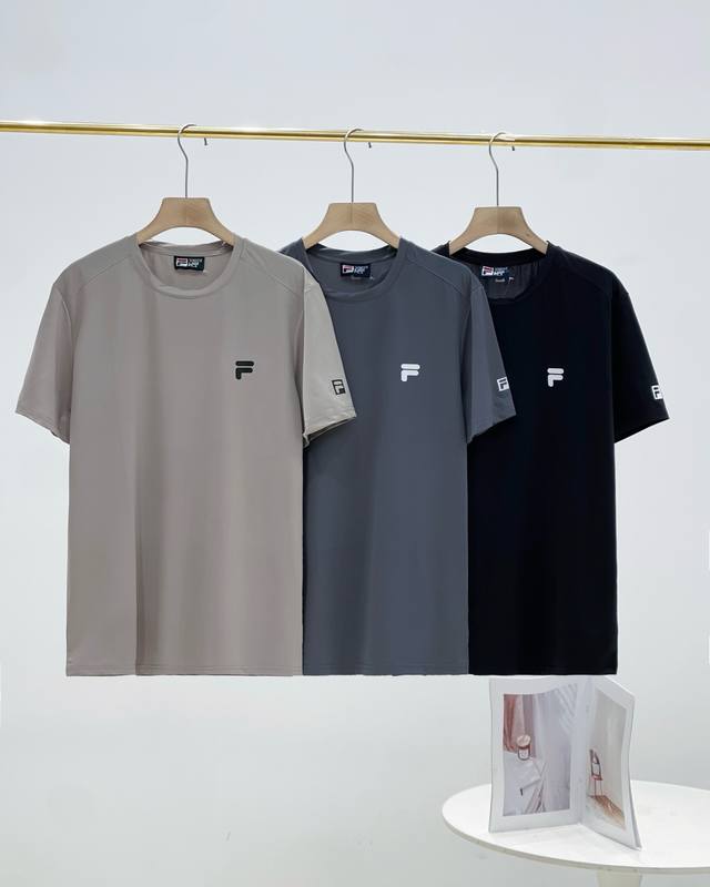 Fila Fila Men's Cool Ice Silk Quick-Drying Round Neck Short Sleeve 2025 Summer N