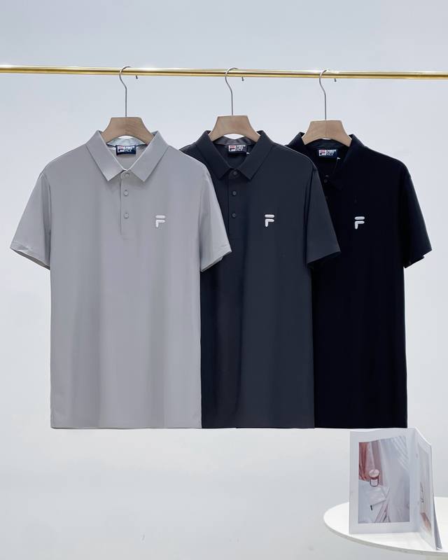 Fila 2025 Summer New Men's Business Casual Embroidered Polo Shirt Ice Silk Quick