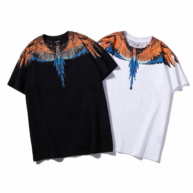 B Original national trend high-end Mb orange blue wings pure cotton short-sleeve
