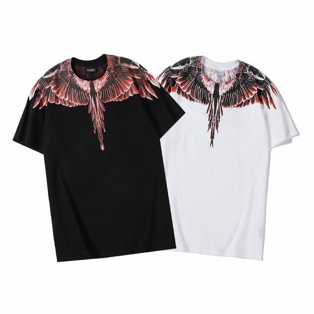 B Original national tide Mb black and red wings short-sleeved cotton T-shirt siz