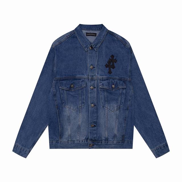 High version Chrome Hearts heavy-duty overlapping leather label cross washed de