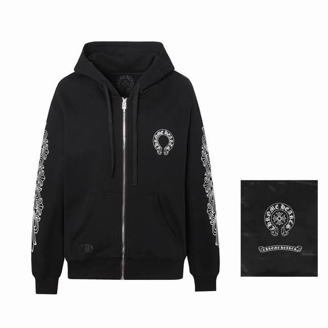 High version Chrome Hearts horseshoe print cardigan zipper jacket, unisex. Cust