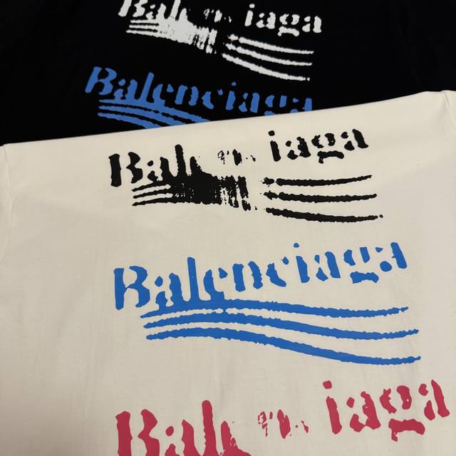 Balengiaga Logo string label printing couple versatile cotton short-sleeved high