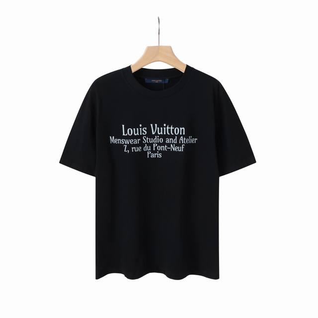 6631# Lv Black and white printed unisex pure cotton short-sleeved T-shirt Origin