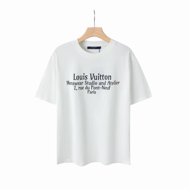 6631# Lv Black and white printed unisex pure cotton short-sleeved T-shirt Origin