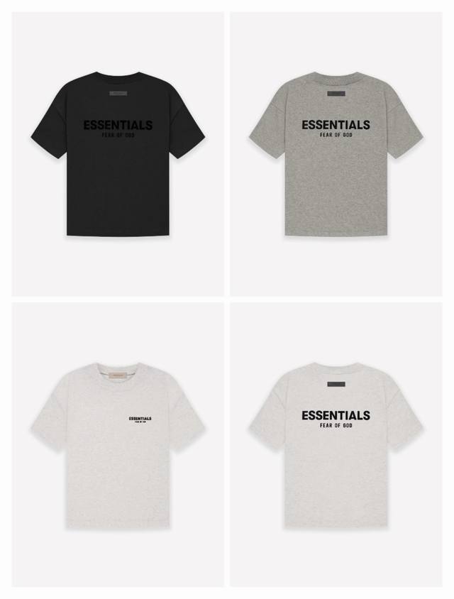 Top version Fear Of God Essentials black flocked letter logo short-sleeved T-shi