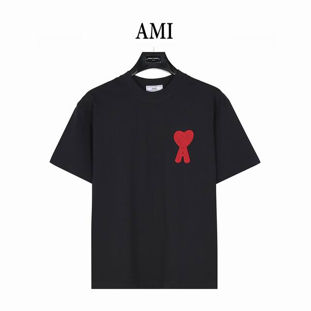 Ami 25Ss 3D woven heart embroidered short-sleeved T-shirt Spring and summer are