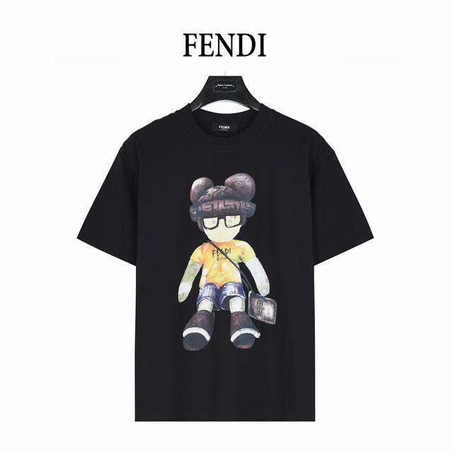 Fendi 25Ss cartoon character hand-painted short-sleeved T-shirt Custom-woven and