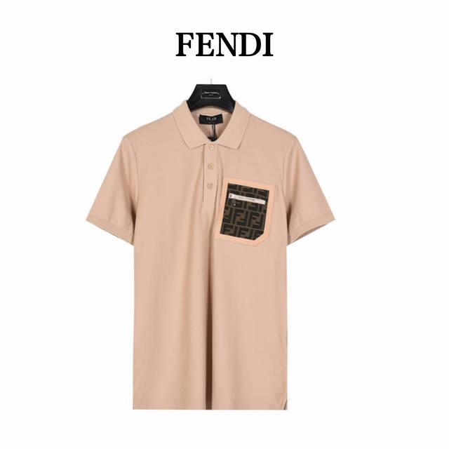 Fendi Fendi leather trim pocket zipper short sleeve polo shirt Hot item, differe