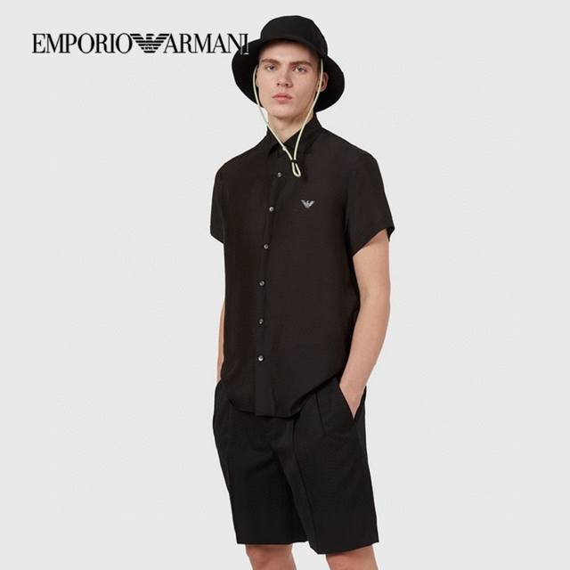 25Ss Armani 80 count poplin fabric men's short-sleeved shirt! This batch of good