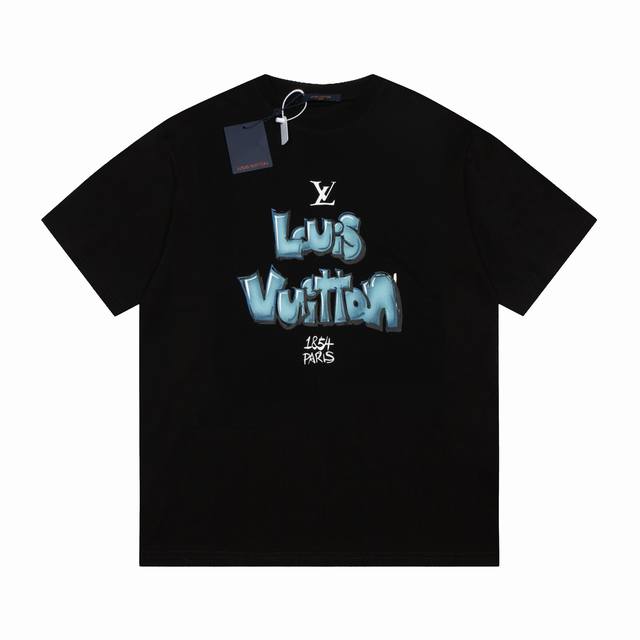 6688# High quality Lv Louis Vuitton 1845 graffiti letter short sleeves, color-ma