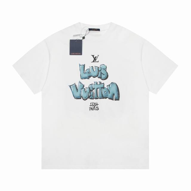 6688# High quality Lv Louis Vuitton 1845 graffiti letter short sleeves, color-ma