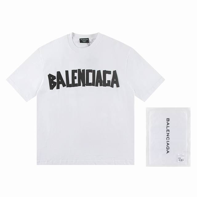 High version Balenciaga Paris family foam letter print short sleeve color-match